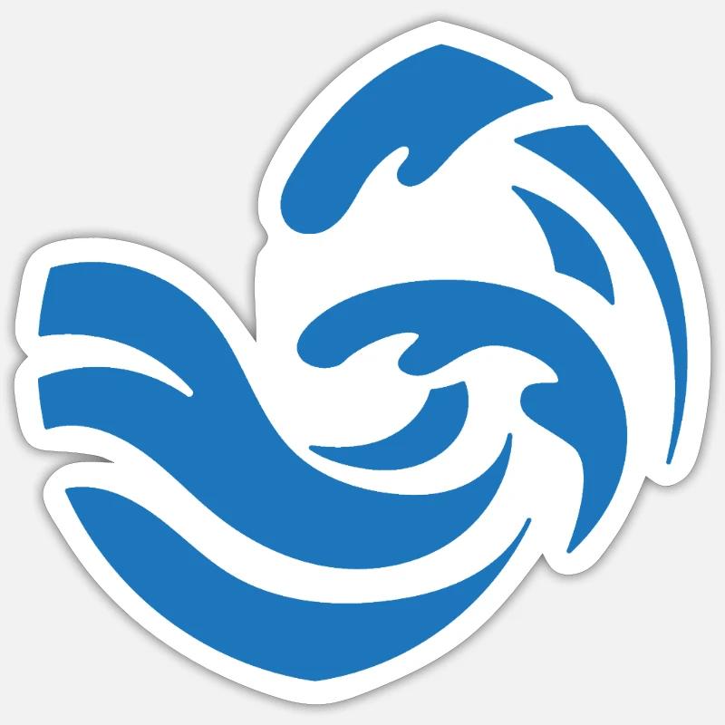 simple blue wave design - Sticker size S (10 x 10 cm) - white matte