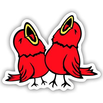 2 Wellensittiche Singvogel Spatz zwitschern Team - Sticker Größe S (10 x 10 cm) - Mattweiß - Vorne