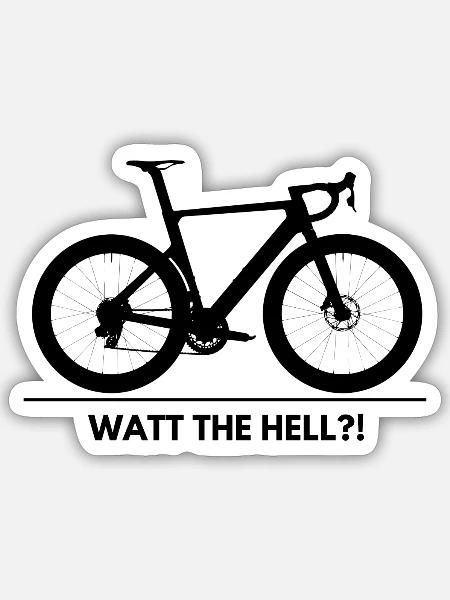 Watt the Hell – Witziges Radfahrer Shirt - Sticker Größe S (10 x 10 cm) - Mattweiß