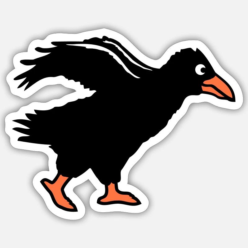 Corbeau oiseau marche corbeau course rapide course drôle Sticker taille S (10 x 10 cm)