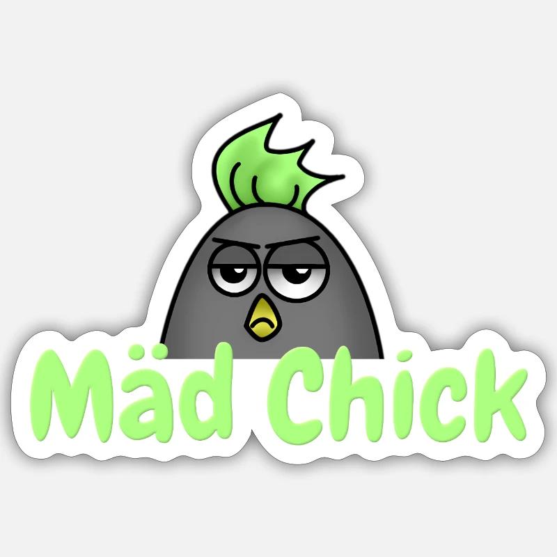 Mäd Chick - Sticker taille S (10 x 10 cm) - blanc mat