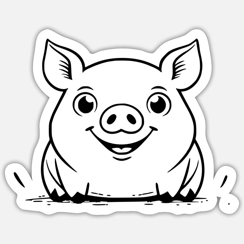 Cute pig as vector illustration Sticker size S (10 x 10 cm)