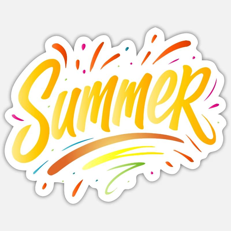 Summer Typo - Design d’été avec des éléments d’éclaboussure - Sticker taille S (10 x 10 cm) - blanc mat