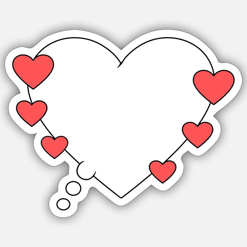 Denkblase mit Herzen - Sticker Größe S (10 x 10 cm) - Mattweiß