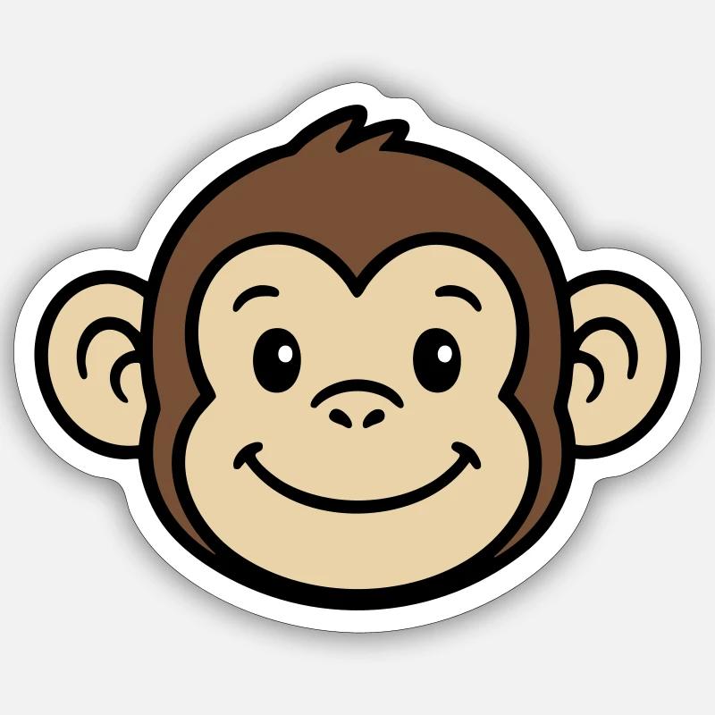 Monkey Face - Sticker size S (10 x 10 cm) - white matte