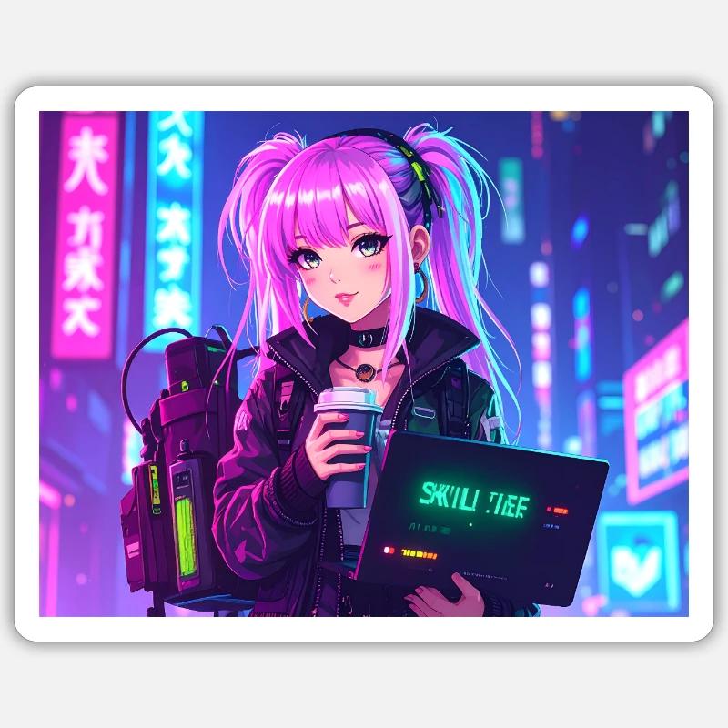 Pink Coder Girl – Skill: cute & stylisch Sticker Größe S (10 x 10 cm)