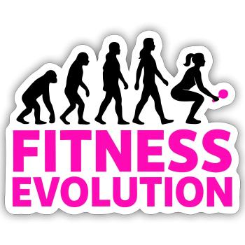 Fitness Evolution Frau Geschenk Cool - Sticker Größe S (10 x 10 cm) - Mattweiß - Vorne