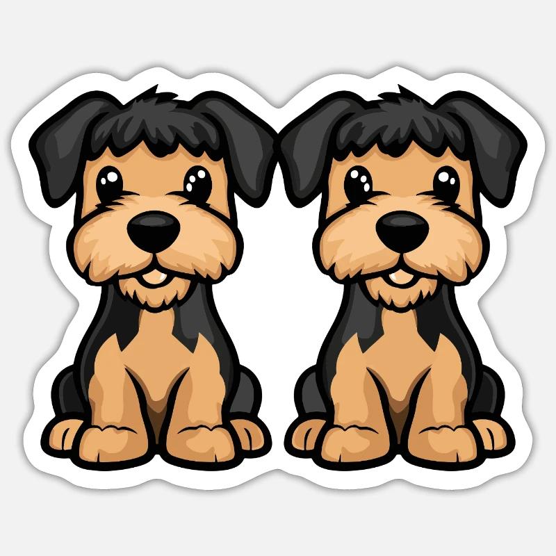 Airedale Terrier Dog Comic - Sticker size S (10 x 10 cm) - white matte