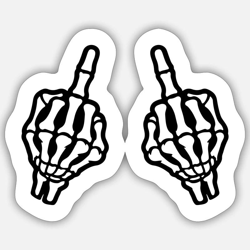 Middle Finger Hand Skeleton - Sticker size S (10 x 10 cm) - white matte