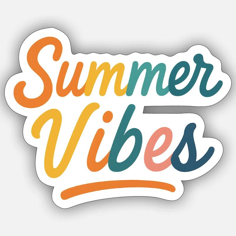 Summer vibes - Sticker taille S (10 x 10 cm) - blanc mat