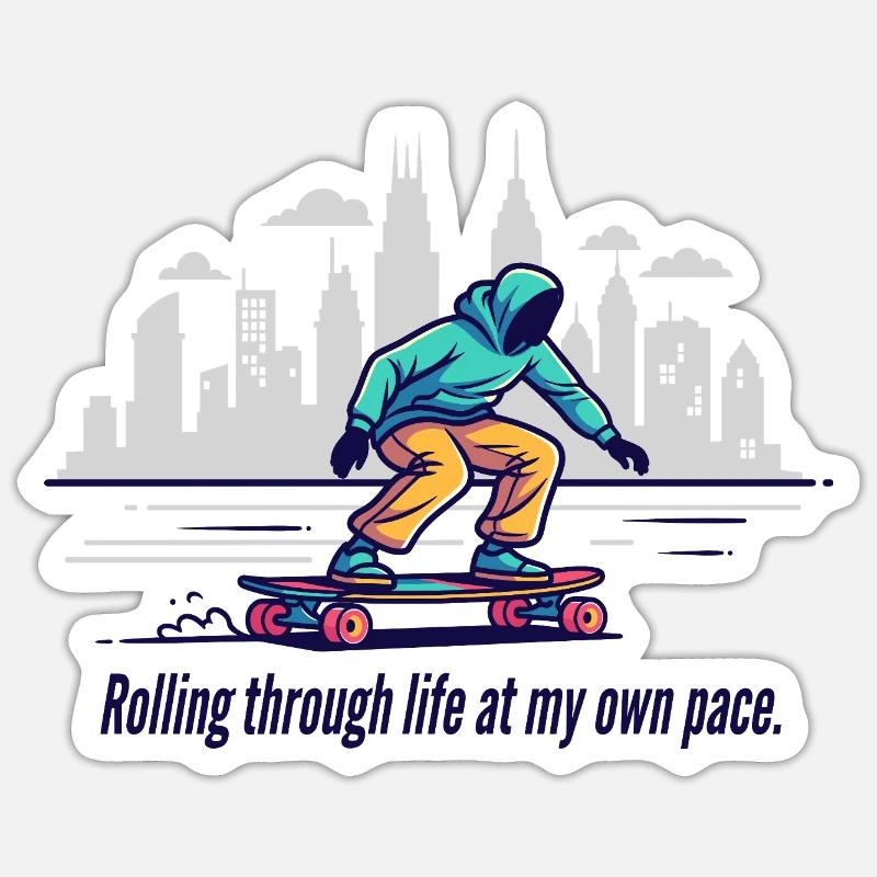 Rolling Through Life - Sticker size S (10 x 10 cm) - white matte