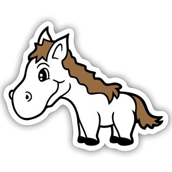 Pferd Süß Pony Fohlen Pferdemädchen Niedlich Comic - Sticker Größe S (10 x 10 cm) - Mattweiß - Vorne