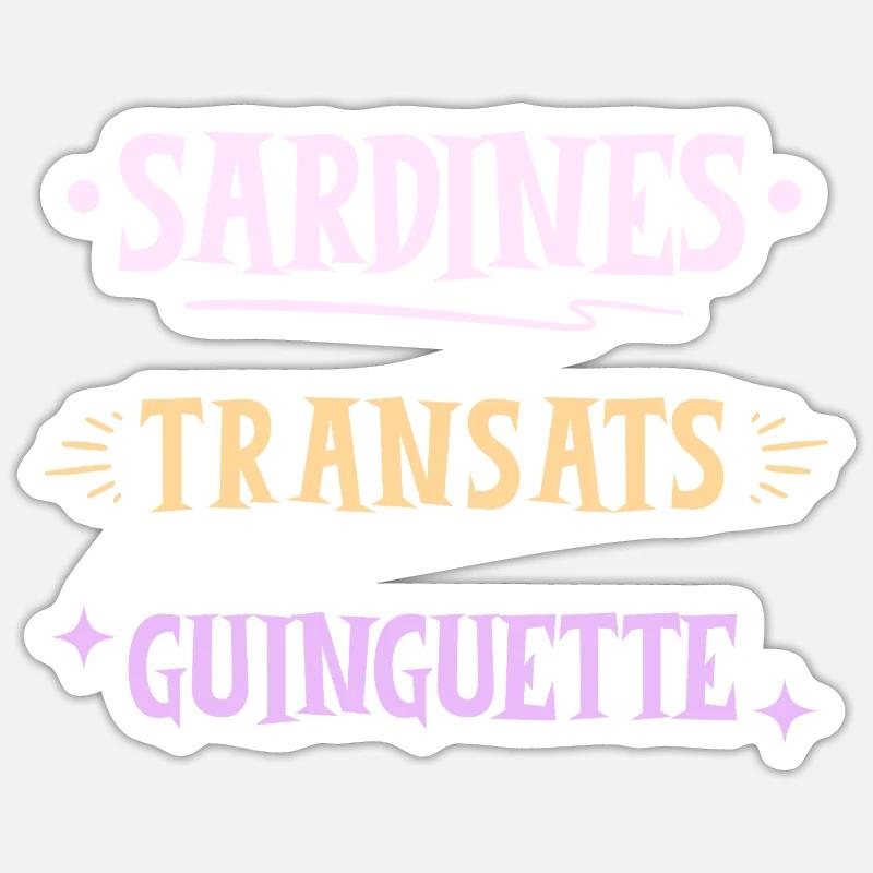 Sardines Transats et Guinguette - Sticker taille S (10 x 10 cm) - blanc mat