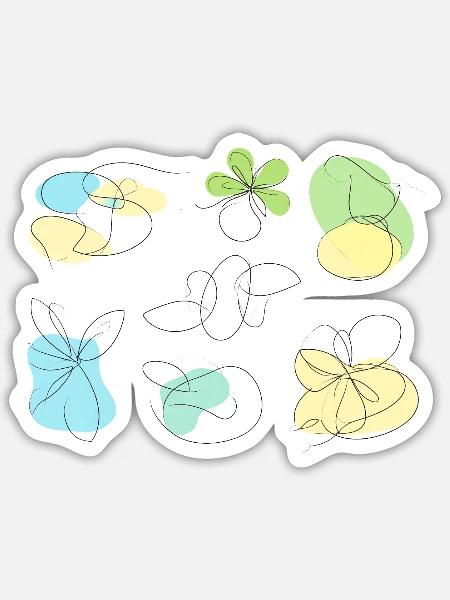 zarte Linien , Skizzen,abstrakt,pastell - Sticker Größe S (10 x 10 cm) - Mattweiß
