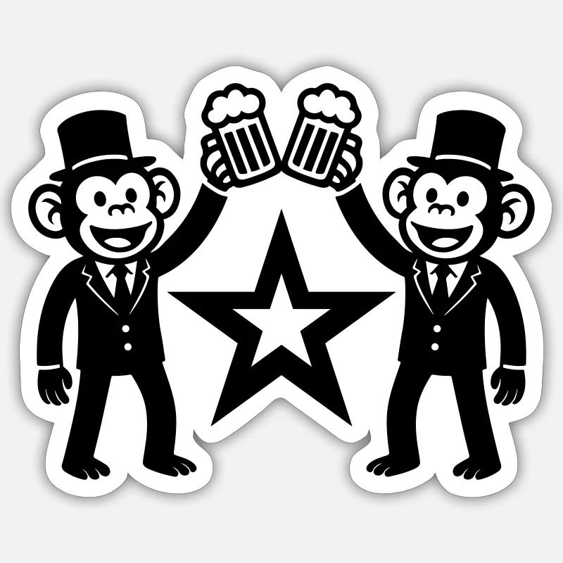 Junggesellenabschied Affe Crew Bräutigam - Sticker Größe S (10 x 10 cm) - Mattweiß