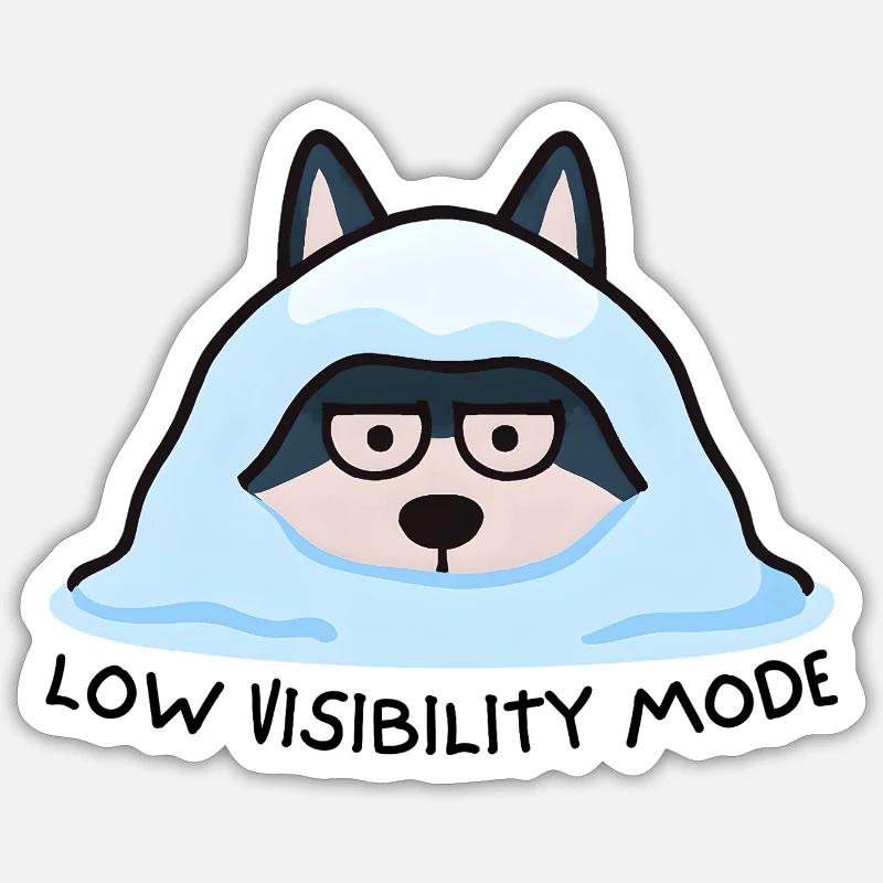 Husky élégant en couverture de neige - Sticker taille S (10 x 10 cm) - blanc mat