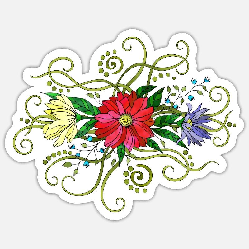 Fleur - Sticker taille S (10 x 10 cm) - blanc mat