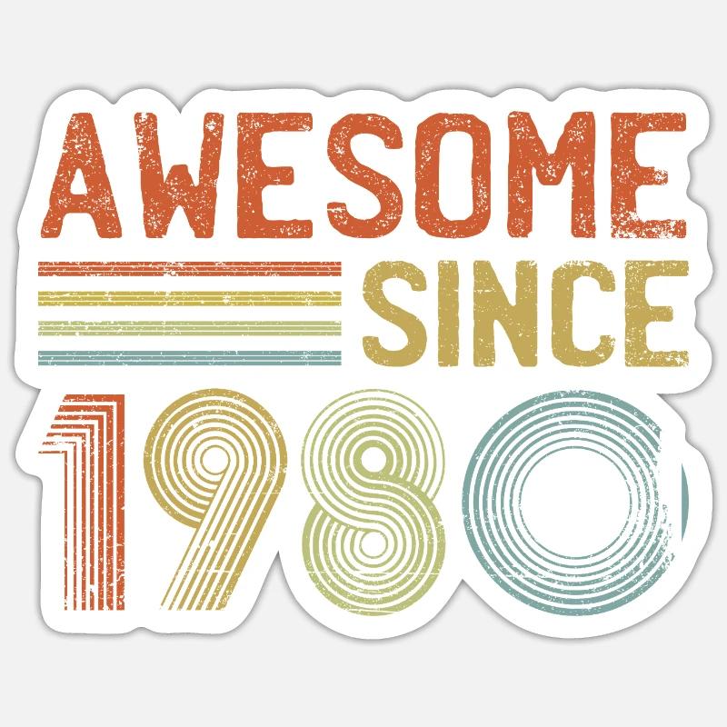 Retro 1980s Gradient Typography Design Sticker size S (10 x 10 cm)