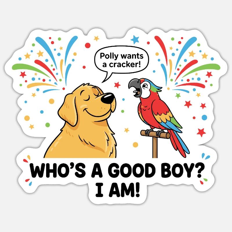 Wer ist ein braver Junge ? - Sticker Größe S (10 x 10 cm) - Mattweiß