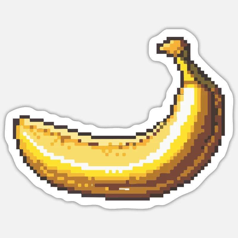 Pixelbanane Retro Pixelkunst - Sticker Größe S (10 x 10 cm) - Mattweiß