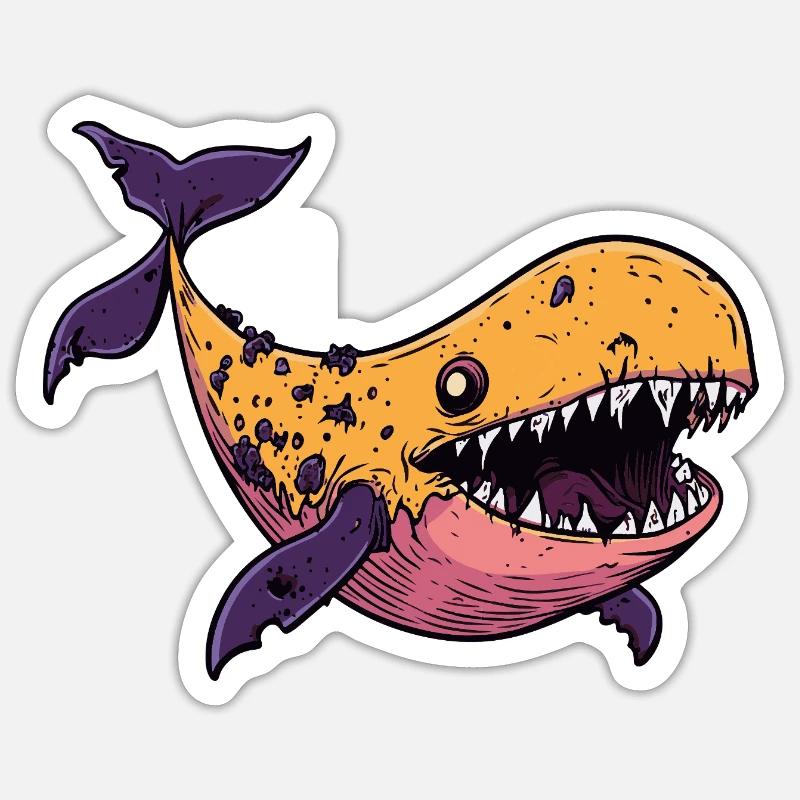 Whale Halloween Comic Funny - Sticker size S (10 x 10 cm) - white matte