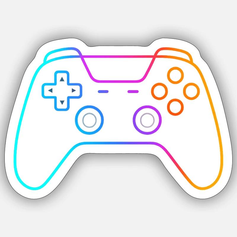 Neon Gamepad – Buntes Controller Motiv - Sticker Größe S (10 x 10 cm) - Mattweiß