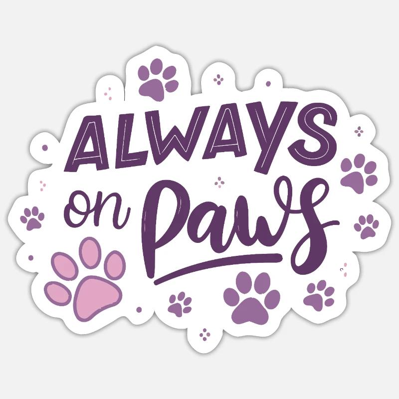 Always on Day Pawprints Violet - Sticker taille S (10 x 10 cm) - blanc mat