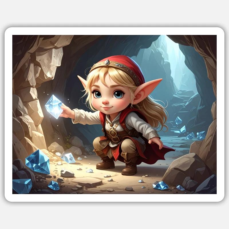 Petit trésor de diamant elfe - Sticker taille S (10 x 10 cm) - blanc mat