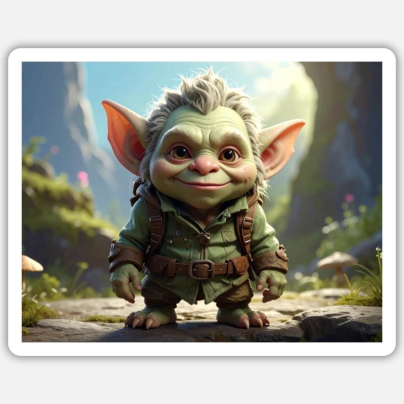 Petite créature verte dans la forêt Sticker taille S (10 x 10 cm)