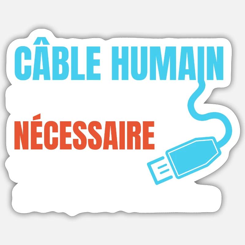 Human Cable Social Recharge humor Sticker size S (10 x 10 cm)