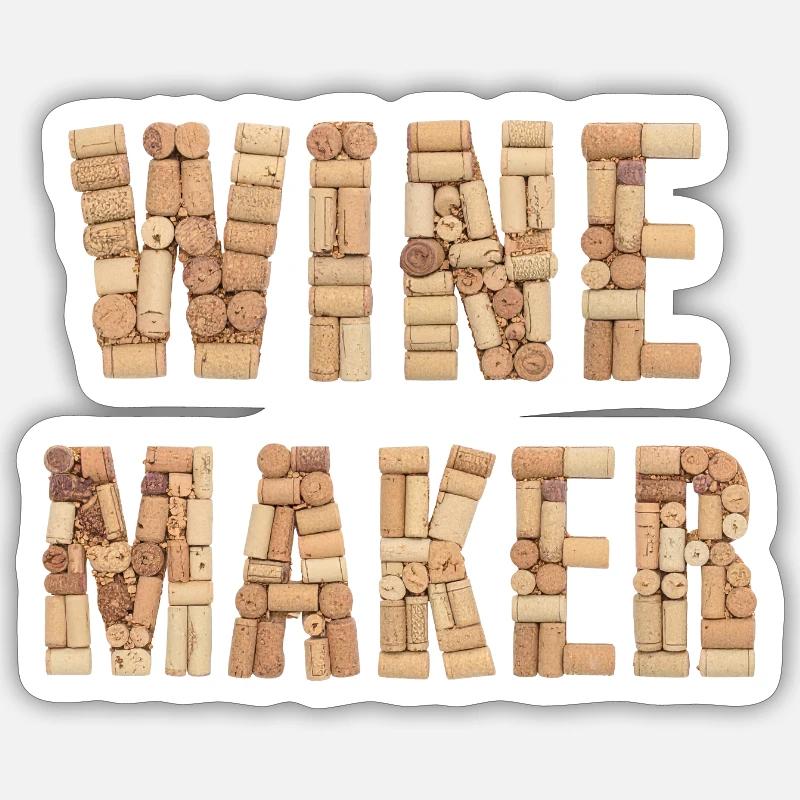 Winemaker – Real Cork Lettering Design Sticker size S (10 x 10 cm)