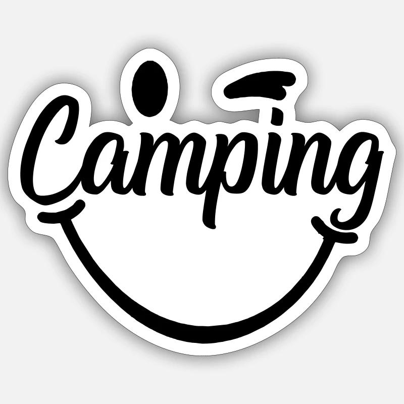 Camping Sourire - Sticker taille S (10 x 10 cm) - blanc mat