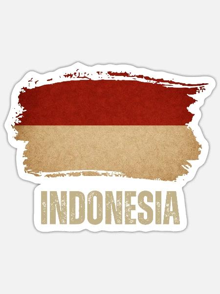 Indonesische Grunge-Flagge, indonesisch stolz - Sticker Größe S (10 x 10 cm) - Mattweiß