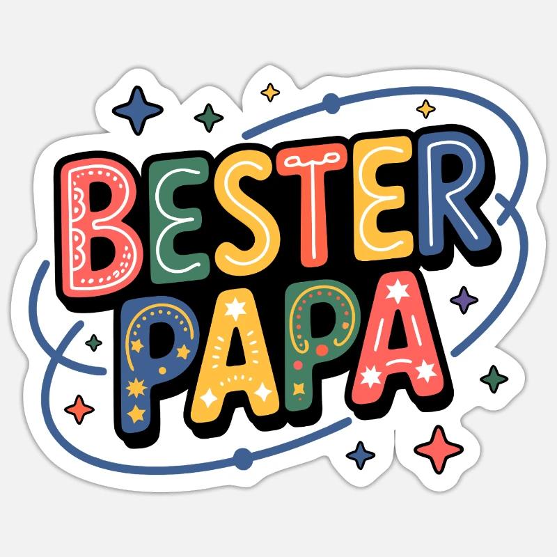 Bester Papa – bunte Buchstaben - Sticker Größe S (10 x 10 cm) - Mattweiß