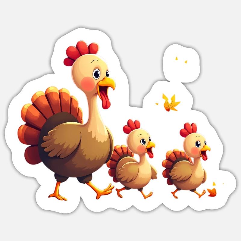 Bébé dinde de Thanksgiving - Sticker taille S (10 x 10 cm) - blanc mat
