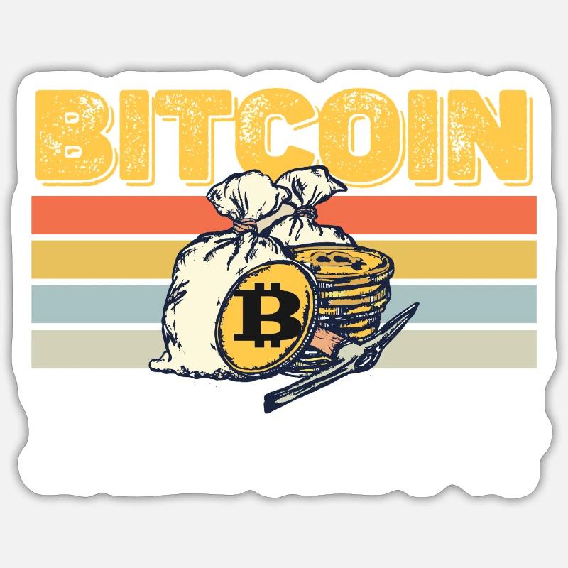 Bitcoin Mining retro - Sticker Größe S (10 x 10 cm) - Mattweiß