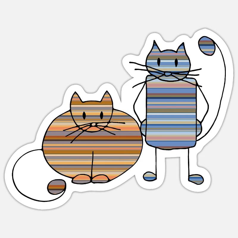 Chats - Sticker taille S (10 x 10 cm) - blanc mat