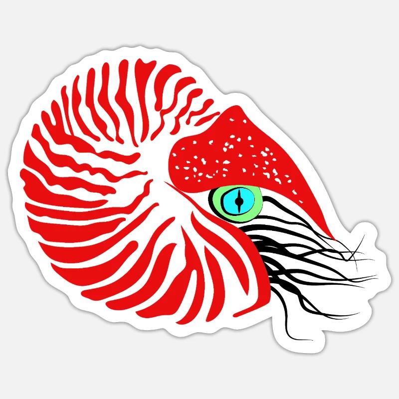 Perlboot, Ammonit, Kopffüßer, Nautilus Sticker Größe S (10 x 10 cm)