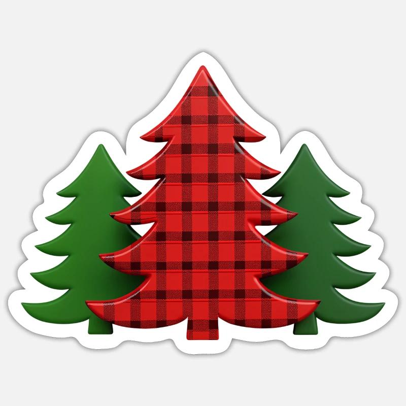 Plaid Baum Weihnachtsbäume Christmas Tree - Sticker Größe S (10 x 10 cm) - Mattweiß