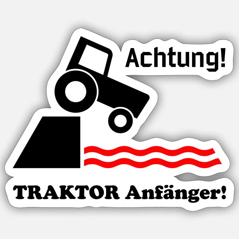 Débutants en tracteurs - Sticker taille S (10 x 10 cm) - blanc mat