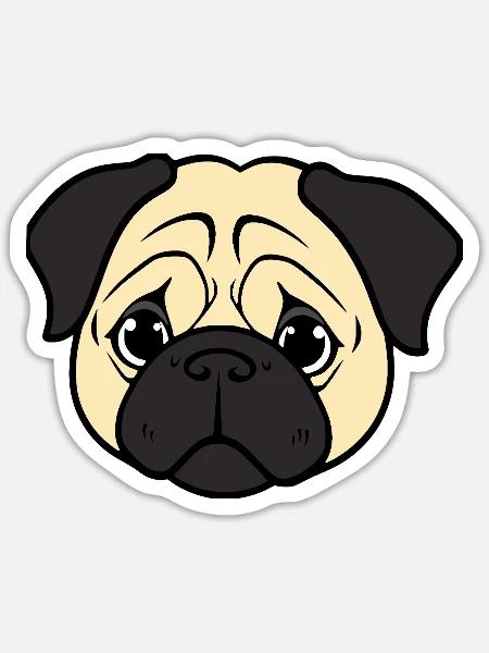 Mops Hunde T-shirt Geschenk Weihnachten - Sticker Größe S (10 x 10 cm) - Mattweiß