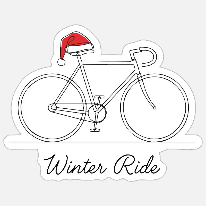 Winter Ride Bicycle Outline - Sticker size S (10 x 10 cm) - white matte