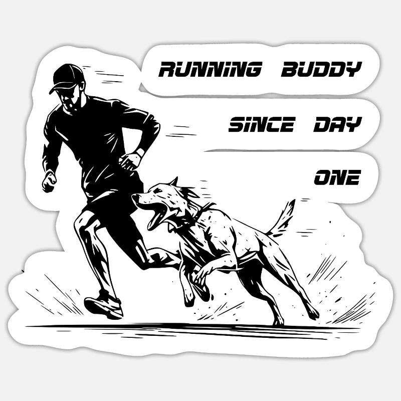 Jogging with Dog Running Buddy - Sticker size S (10 x 10 cm) - white matte