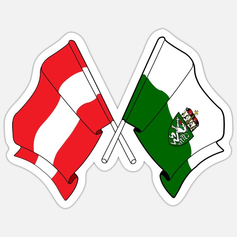Austria & Styria Crossed Flags - Sticker size S (10 x 10 cm) - white matte