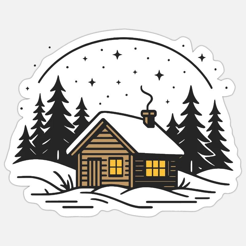 Cabane au clair de lune - Sticker taille S (10 x 10 cm) - blanc mat
