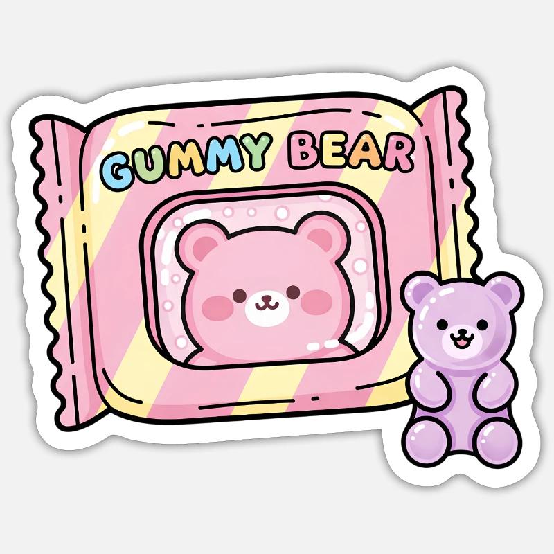 Gummy Bear Candy Pop Illustration - Sticker size S (10 x 10 cm) - white matte