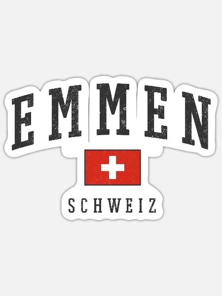 Emmen Schweiz Logo Kreuz - Sticker Größe S (10 x 10 cm) - Mattweiß