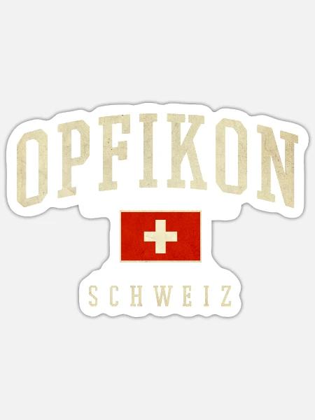 Opfikon Schweiz Vintage Flagge - Sticker Größe S (10 x 10 cm) - Mattweiß