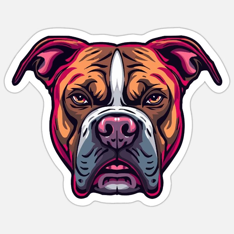 Illustration de tête de bouledogue néon - Sticker taille S (10 x 10 cm) - blanc mat