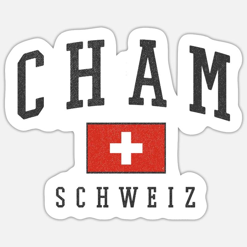Style du drapeau suisse cham - Sticker taille S (10 x 10 cm) - blanc mat